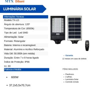 Luminária Solar TX-LD