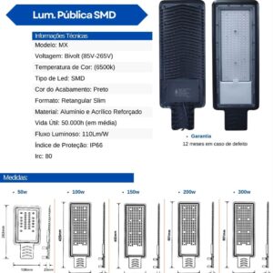 Luminária pública SMD DX